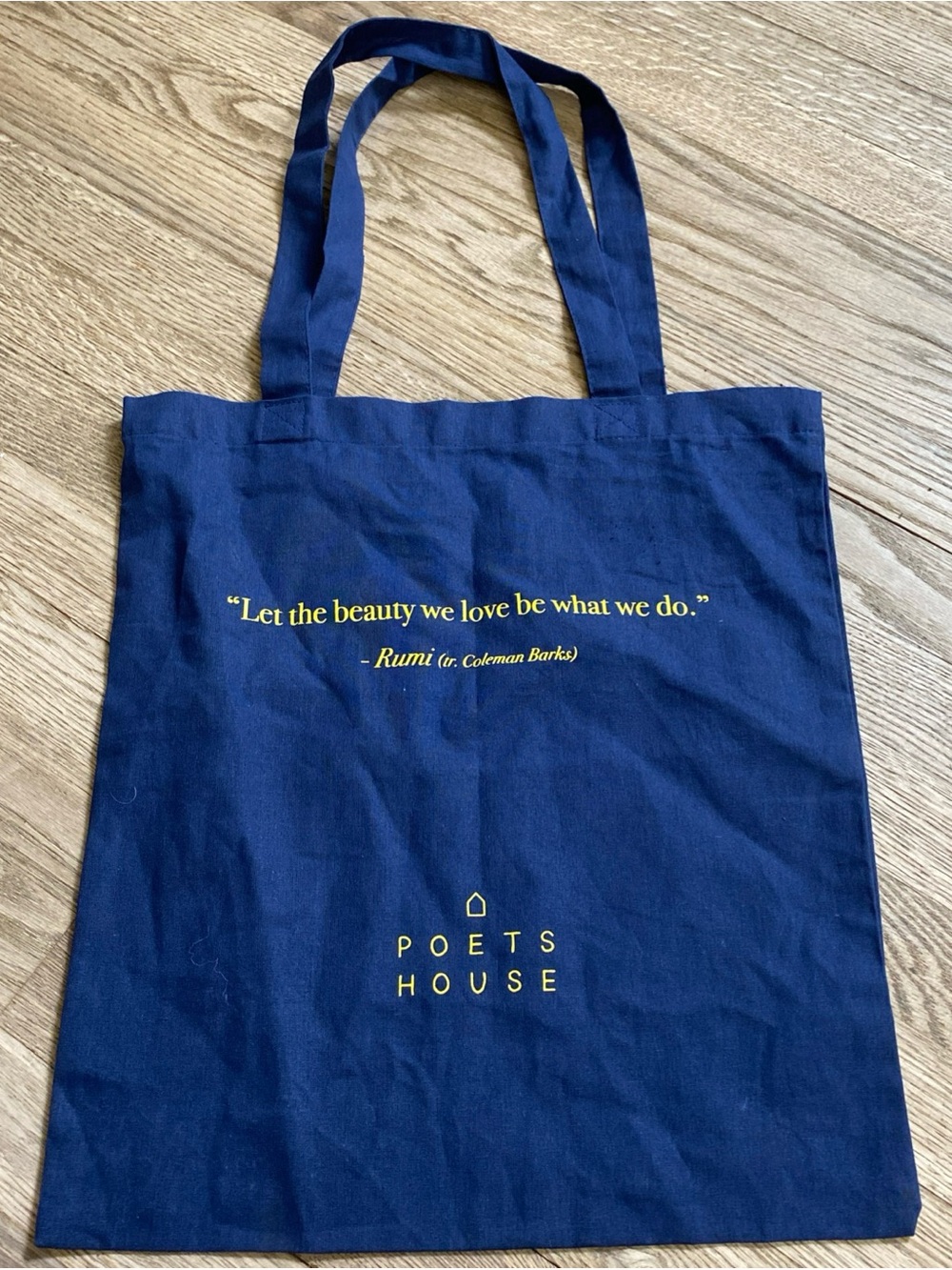 Poets House Lightweight Navy Cotton Tote Bag with Rumi Quote